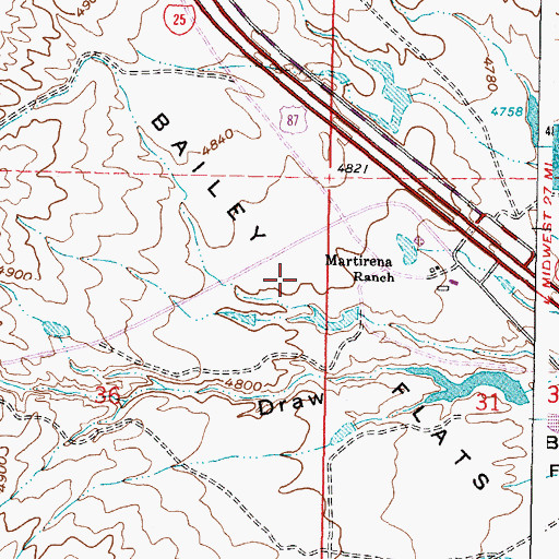 Topographic Map of Bailey Flats, WY