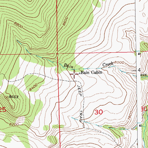 Topographic Map of Bain Cabin, WY