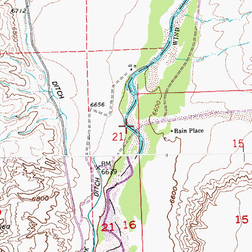 Topographic Map of Bain Draw, WY