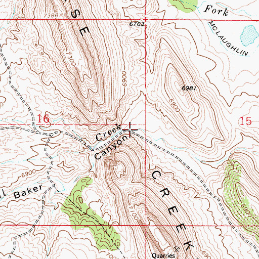 Topographic Map of Baker Canyon, WY