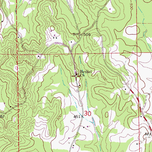 Topographic Map of Bethel Cemetery, AL