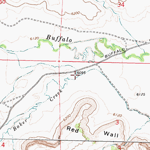 Topographic Map of Baker Creek, WY