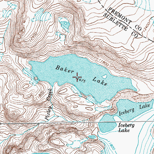 Topographic Map of Baker Lake, WY