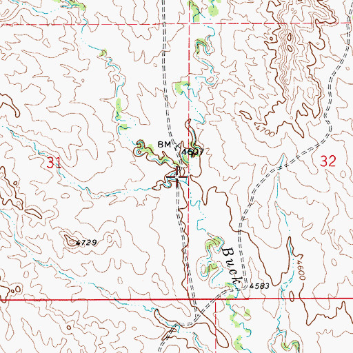Topographic Map of Baker Prong, WY