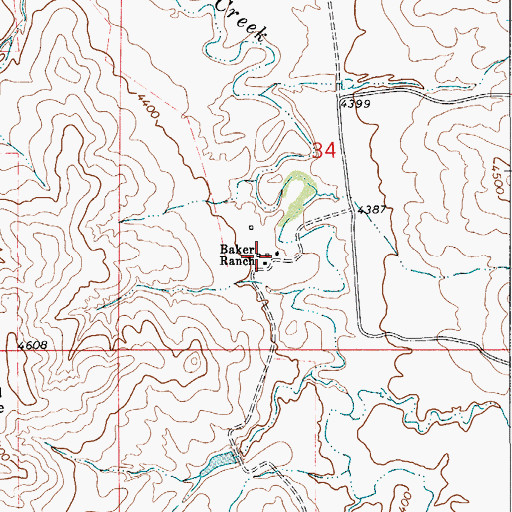 Topographic Map of Baker Ranch, WY