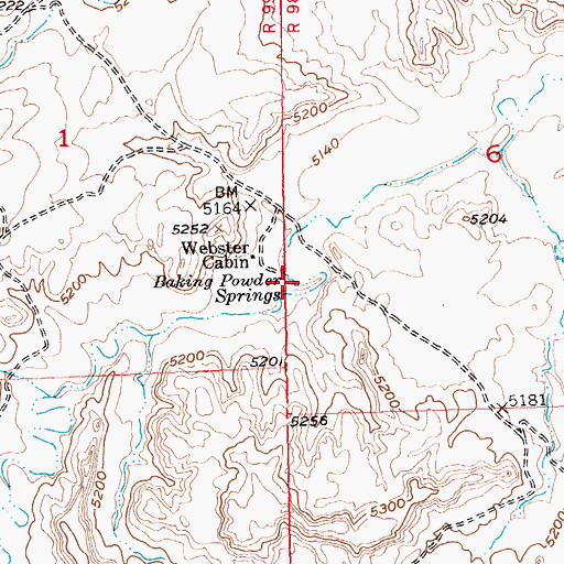 Topographic Map of Baking Powder Springs, WY