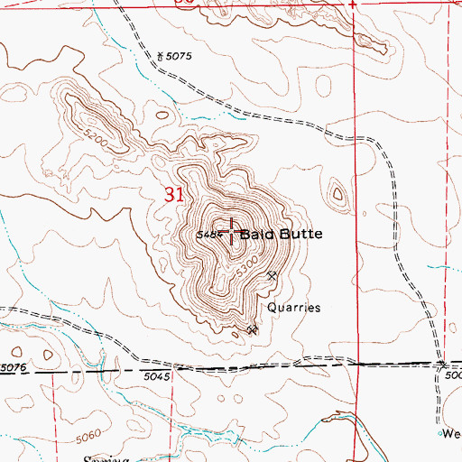Topographic Map of Bald Butte, WY
