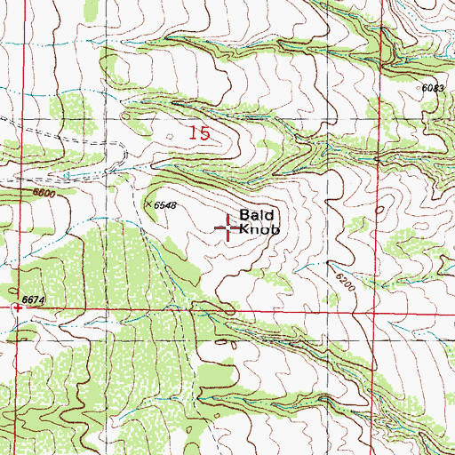 Topographic Map of Bald Knob, WY