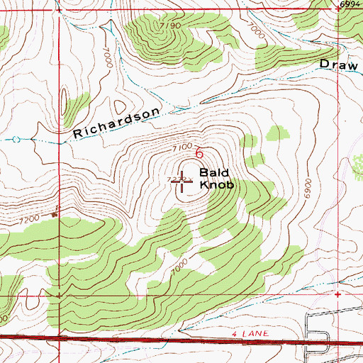 Topographic Map of Bald Knoll, WY