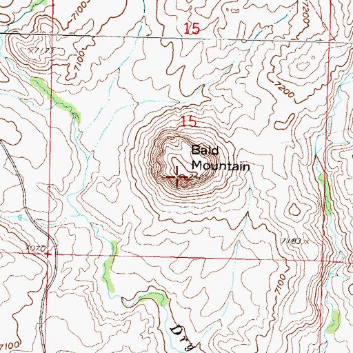 Topographic Map of Bald Mountain, WY