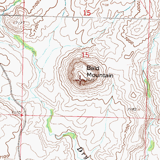 Topographic Map of Bald Mountain, WY