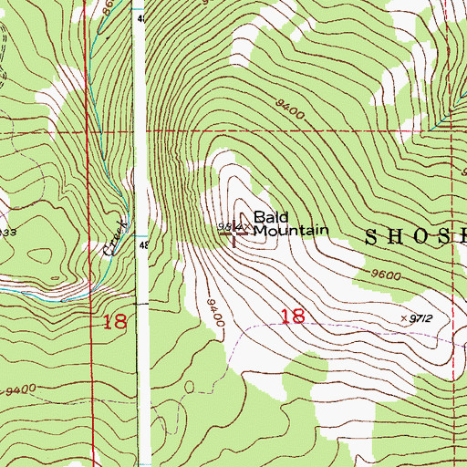 Topographic Map of Bald Mountain, WY