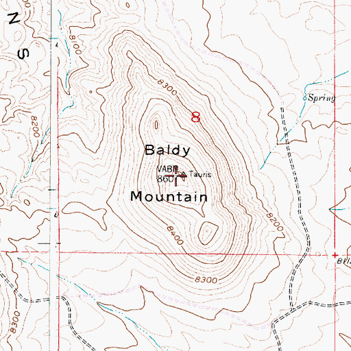 Topographic Map of Baldy Mountain, WY