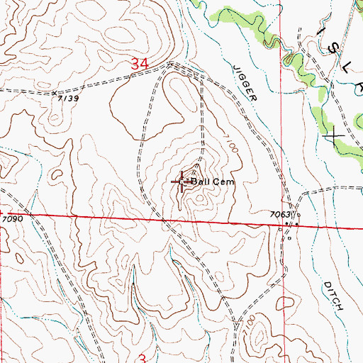 Topographic Map of Ball Cemetery, WY