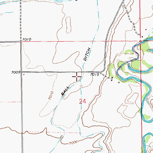 Topographic Map of Ball Ditch, WY