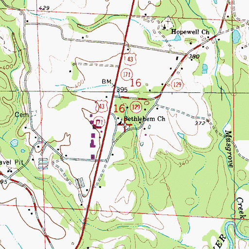 Topographic Map of Bethlehem Cemetery, AL