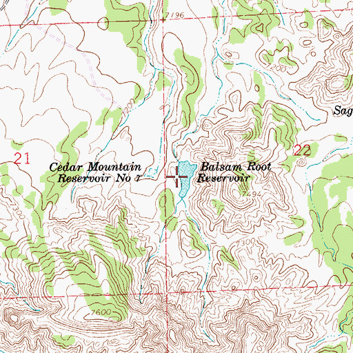 Topographic Map of Balsam Root Reservoir, WY