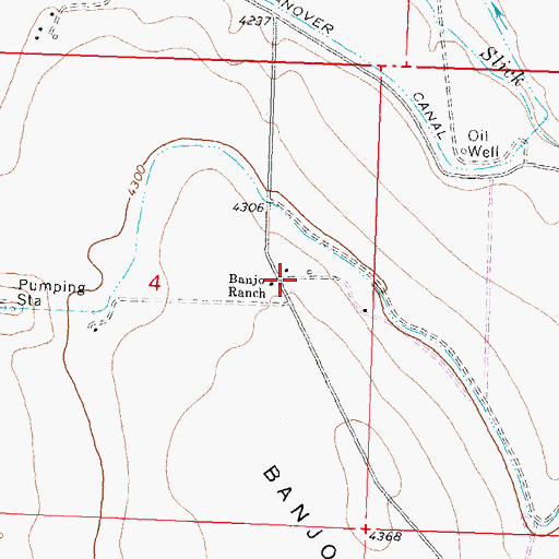 Topographic Map of Banjo Ranch, WY