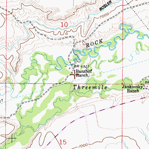 Topographic Map of Banzhof Ranch, WY