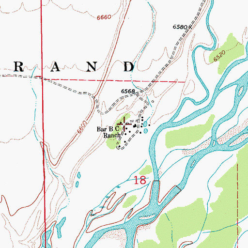 Topographic Map of Bar B C Ranch, WY
