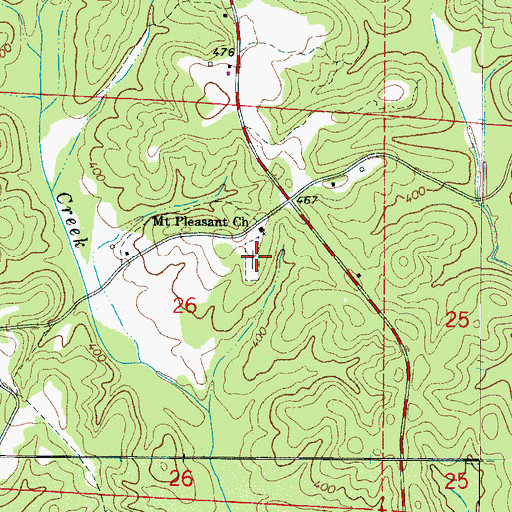 Topographic Map of Mount Pleasant Cemetery, AL