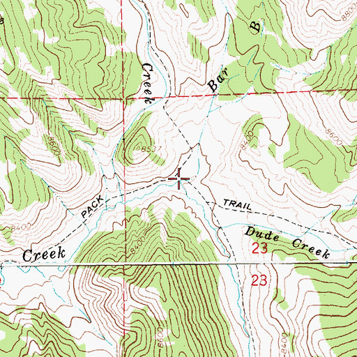 Topographic Map of Bar B Creek, WY