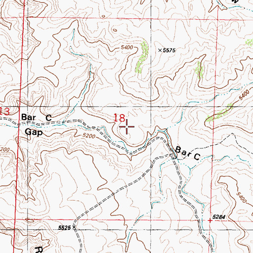 Topographic Map of Bar C Gap, WY
