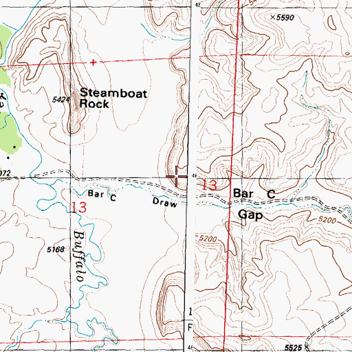 Topographic Map of Bar C Ranch, WY