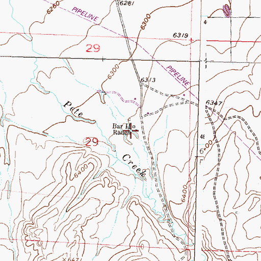 Topographic Map of Bar II Ranch, WY