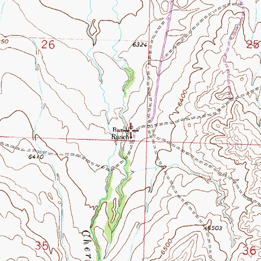 Topographic Map of Bar V Ranch, WY