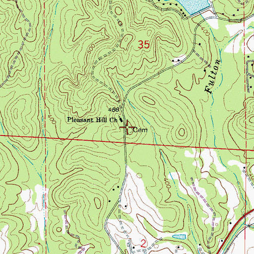 Topographic Map of Pleasant Hill Cemetery, AL