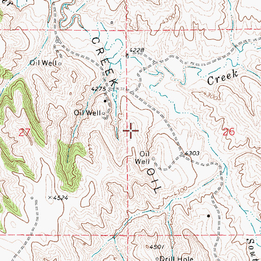 Topographic Map of Barber Creek Oil Field, WY