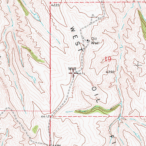 Topographic Map of Barber Creek West Oil Field, WY