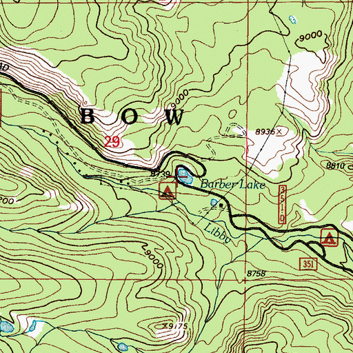 Topographic Map of Barber Lake, WY
