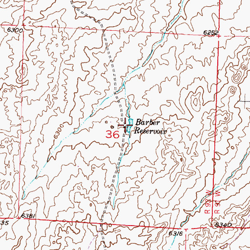 Topographic Map of Barber Reservoir, WY