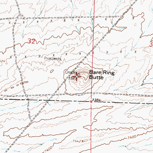 Topographic Map of Bare Ring Butte, WY
