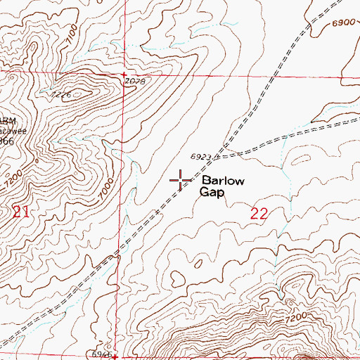 Topographic Map of Barlow Gap, WY