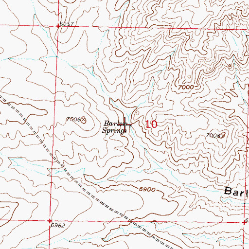 Topographic Map of Barlow Springs, WY