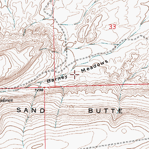 Topographic Map of Barney Meadows, WY