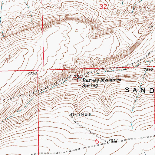 Topographic Map of Barney Meadows Spring, WY