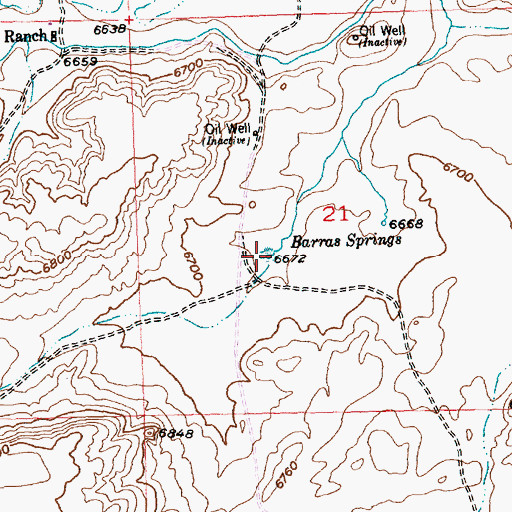 Topographic Map of Barras Springs, WY