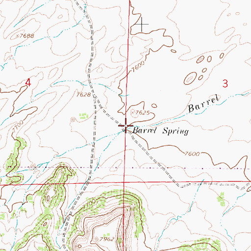 Topographic Map of Barrel Spring, WY