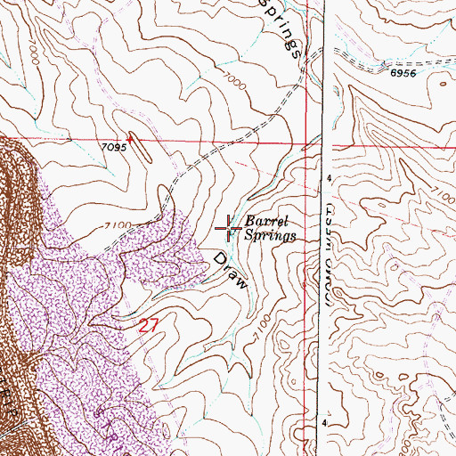 Topographic Map of Barrel Spring, WY