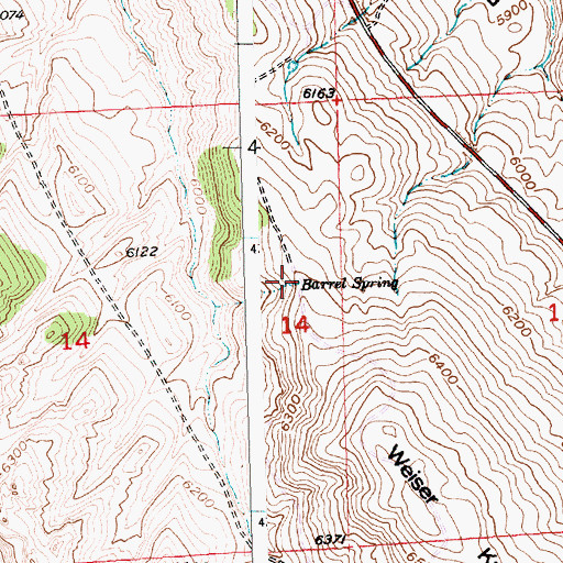 Topographic Map of Barrel Spring, WY