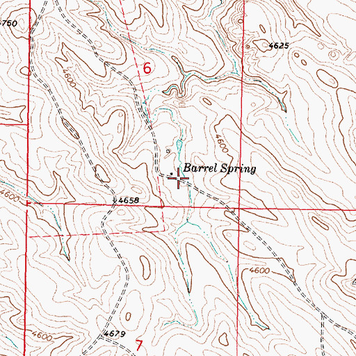 Topographic Map of Barrel Spring, WY