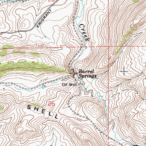 Topographic Map of Barrel Springs, WY