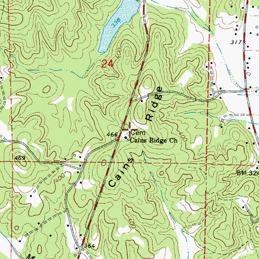 Topographic Map of Caines Ridge Cemetery, AL