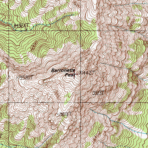 Topographic Map of Barronette Peak, WY