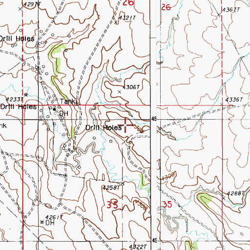 Topographic Map of Barton Oil Field, WY
