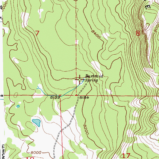 Topographic Map of Bartrand Spring, WY
